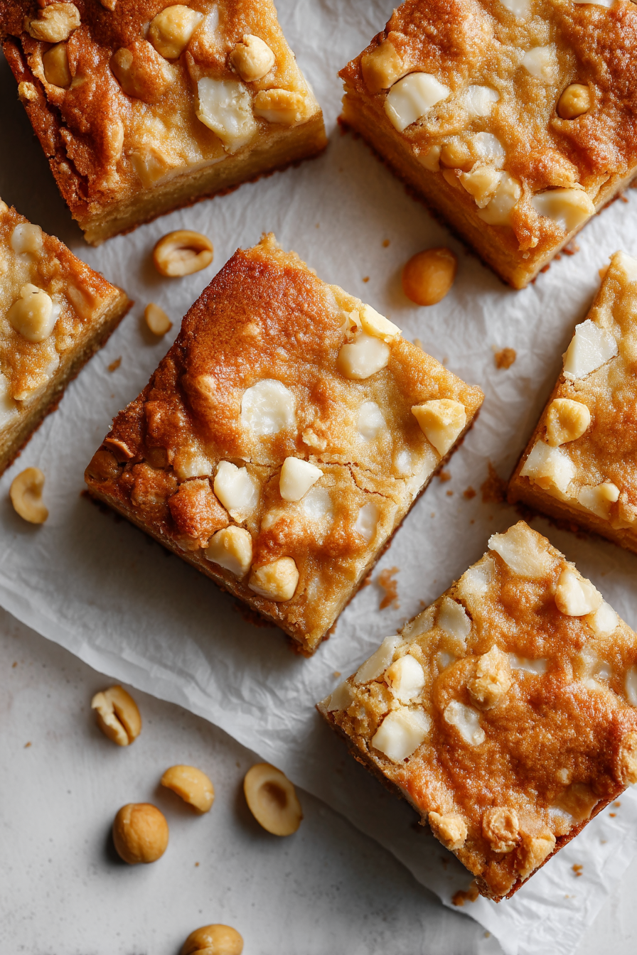 Macadamia Nut White Chocolate Blondies