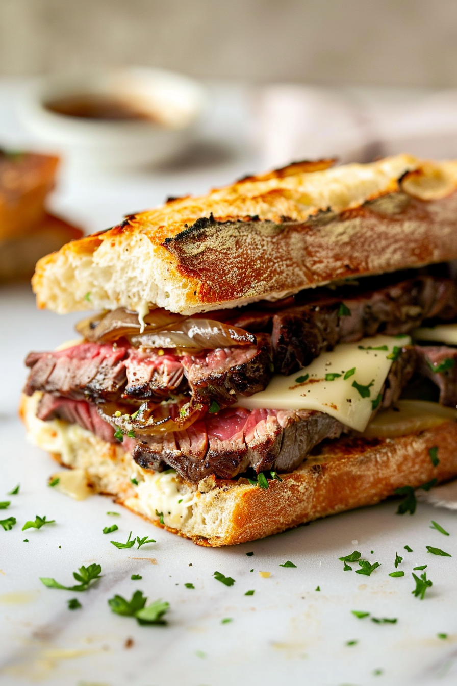 Steakhouse Garlic Butter Steak Sandwich with Caramelized Onions