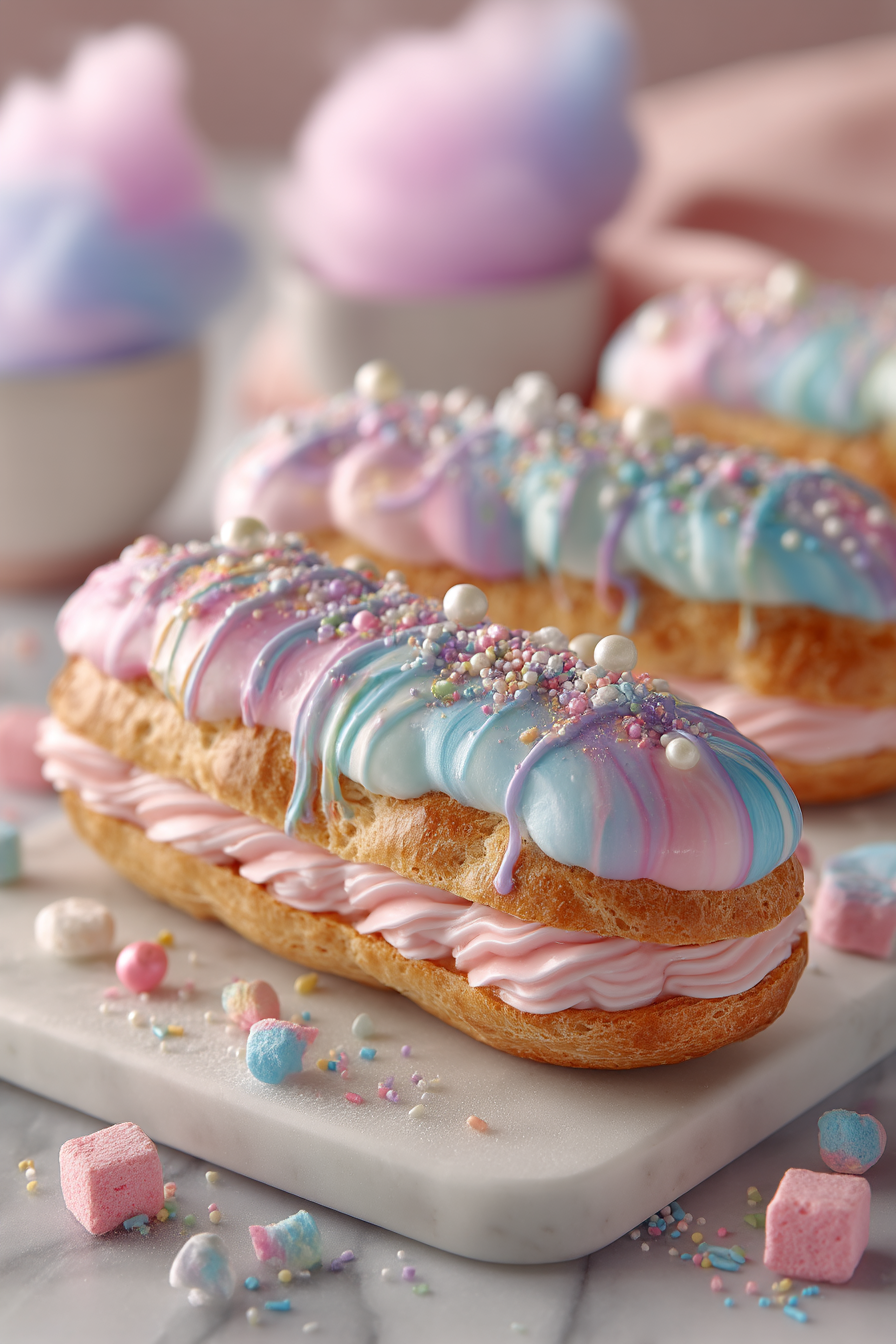 Cotton Candy Éclairs