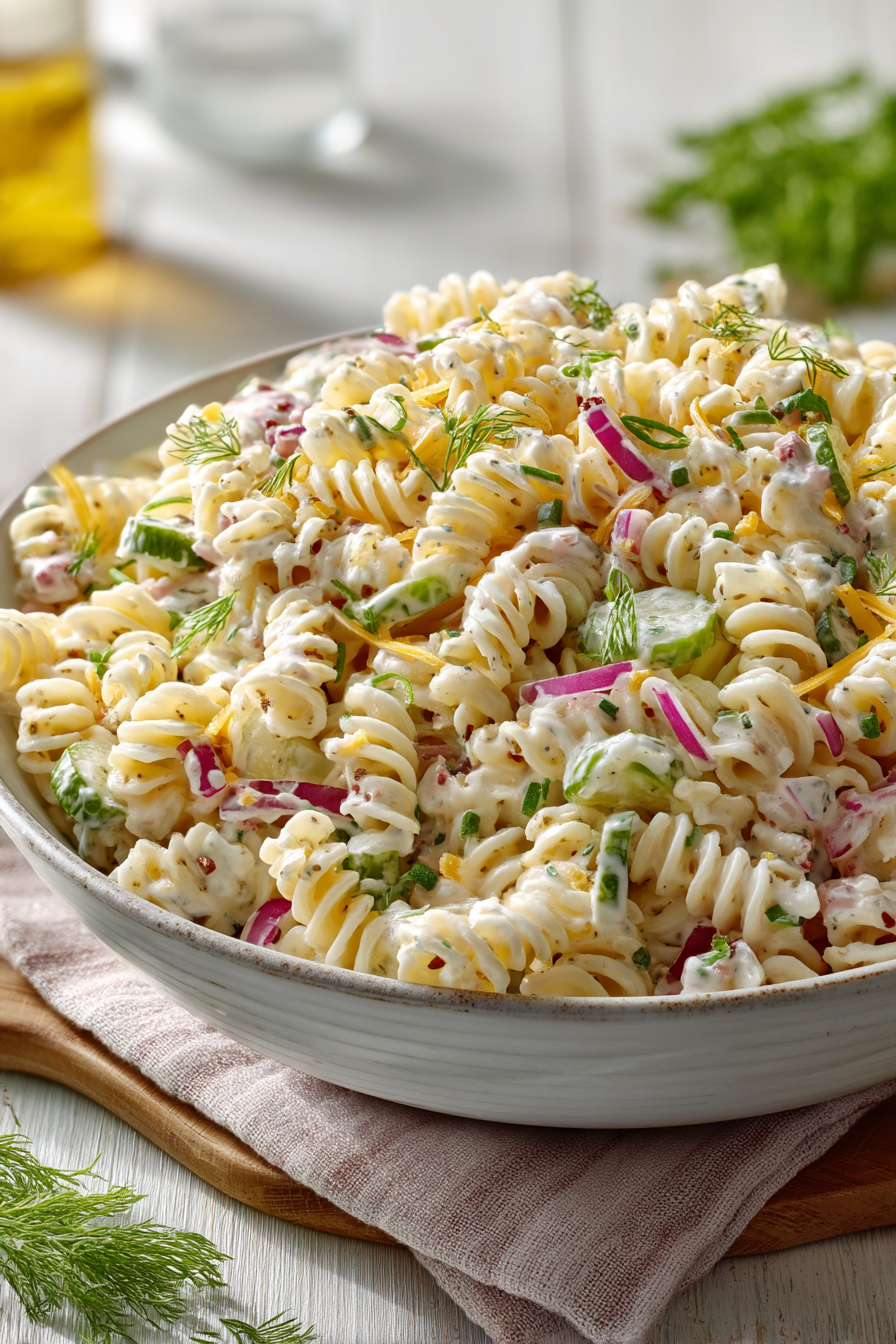 🌿 Dill Pickle Ranch Pasta Salad
