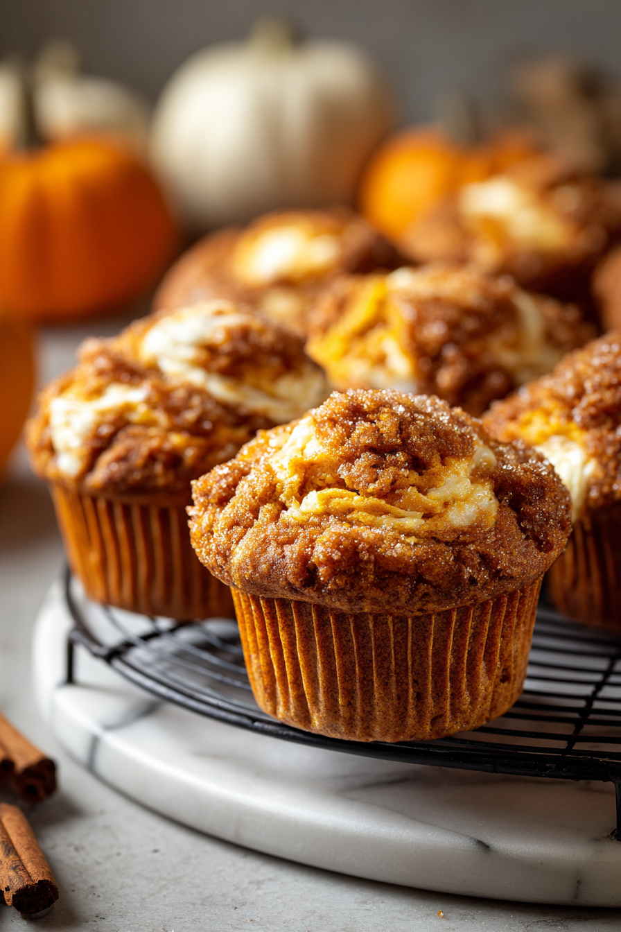 🎃 Pumpkin Muffins with Cream Cheese Swirls